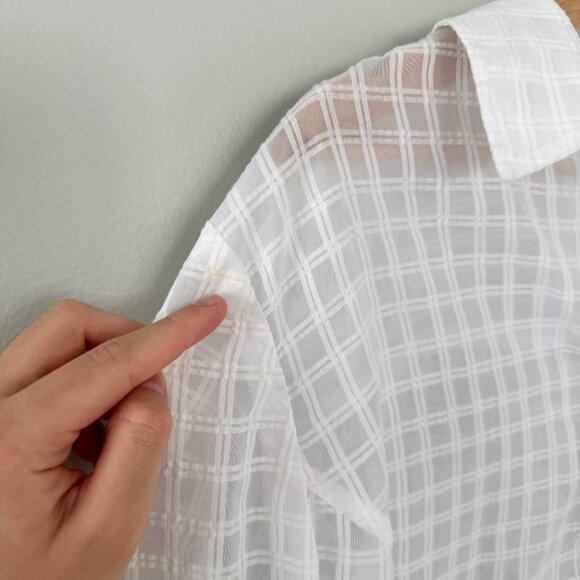 Jones New York Sheer Grid Button Up Shirt - Picture 5 of 11